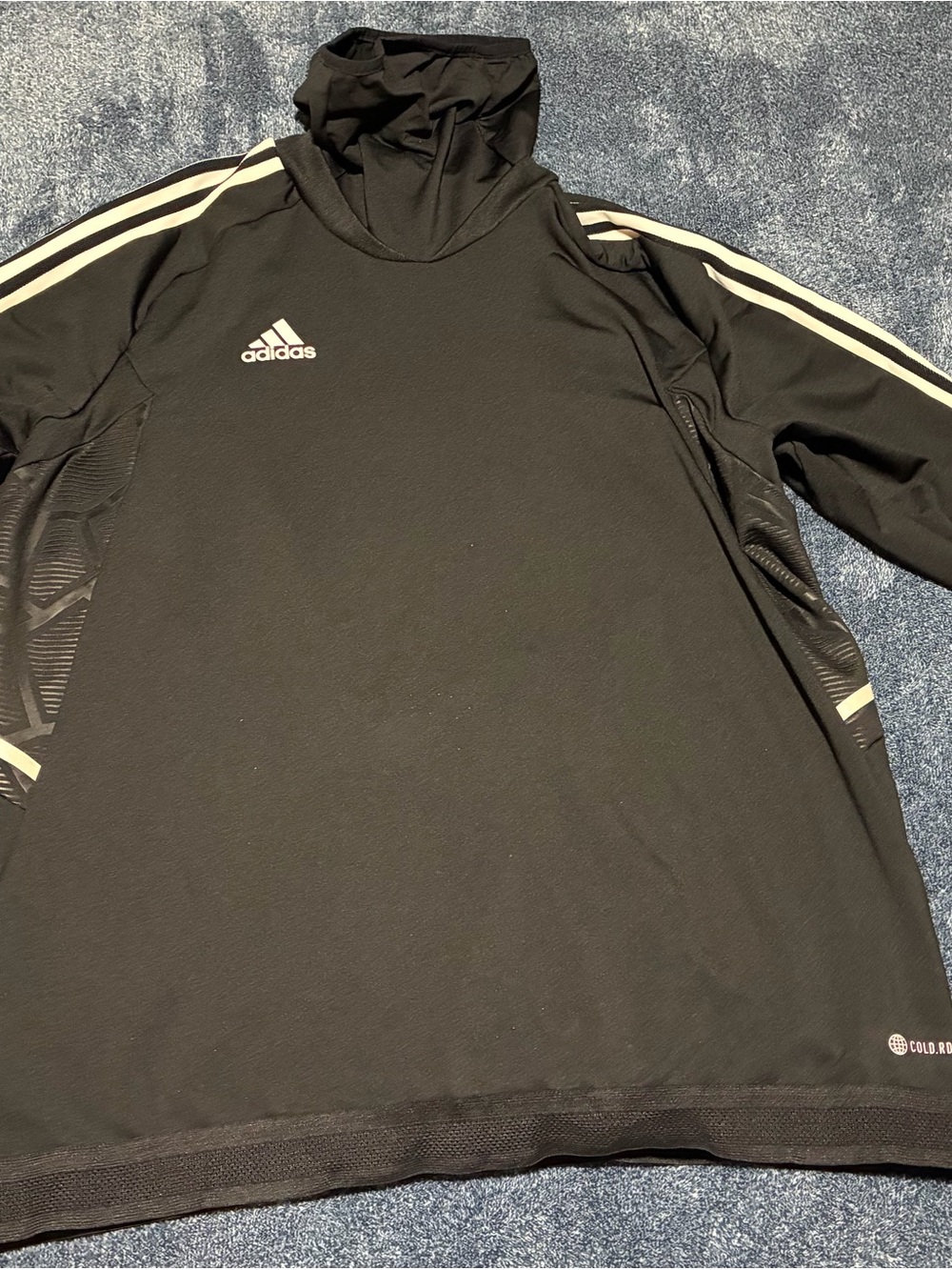 adidas Black Turtleneck Pullover with White Stripes